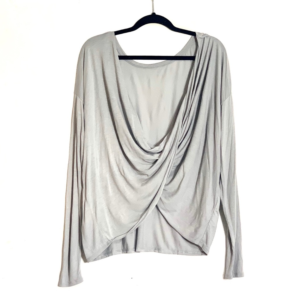 BCBF Macazria Glacier Gray Drape Blouse